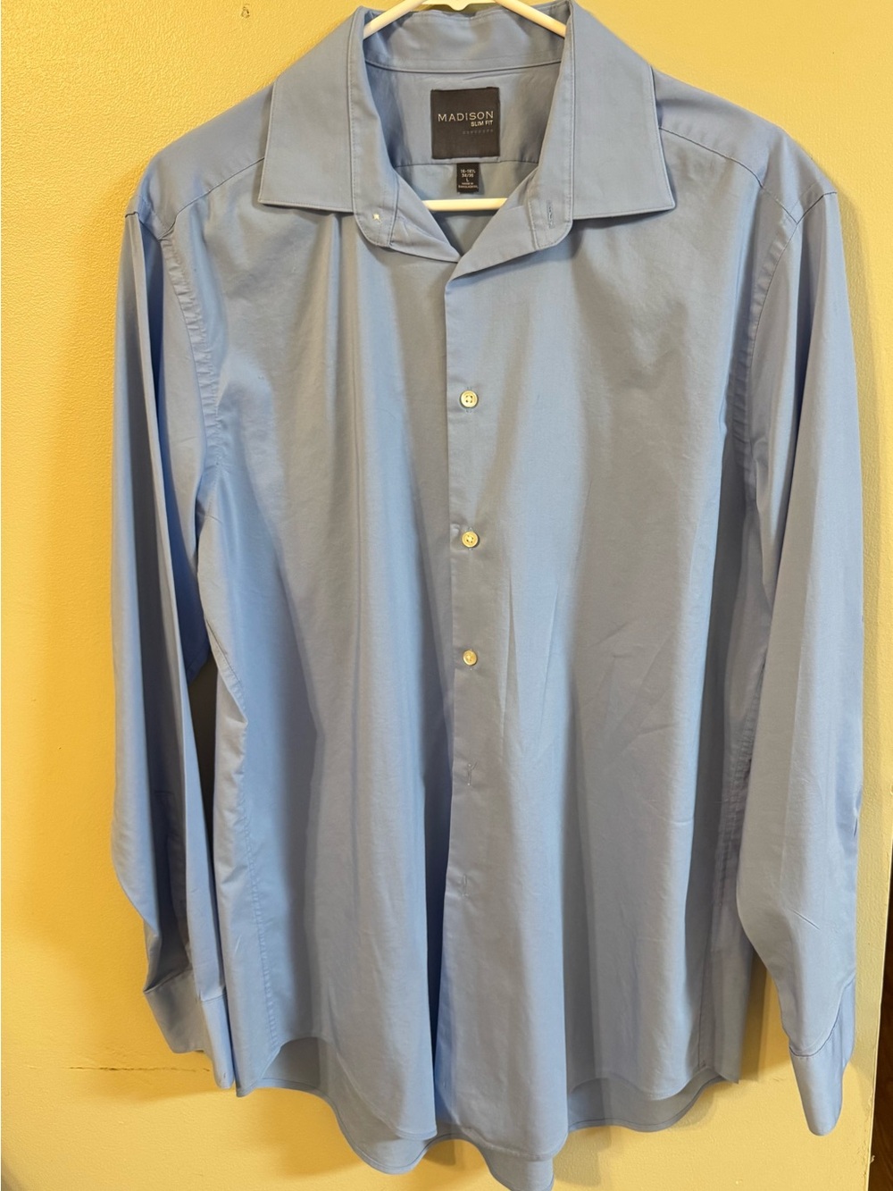 Madison Slim Fit Light Blue Long-Sleeve Dress Shirt Size Large